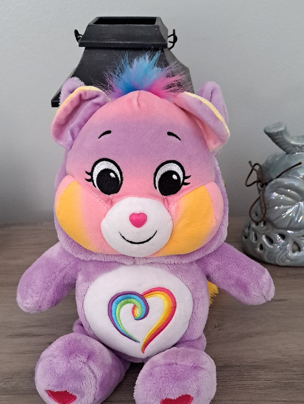 Care Bears Purple Plush Rainbow Heart Belly Stuffed Toy